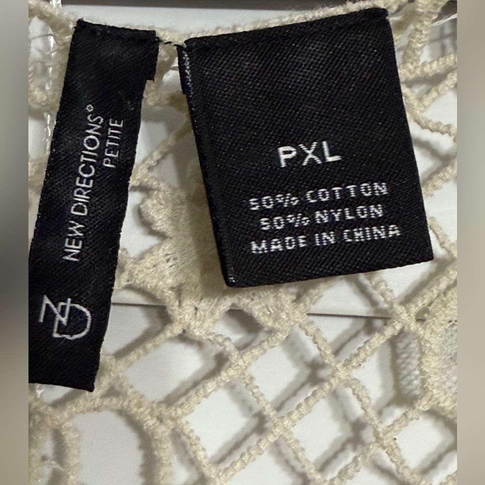 New Directions Cream Crochet Women Sweater Vest - Picture 2 of 7